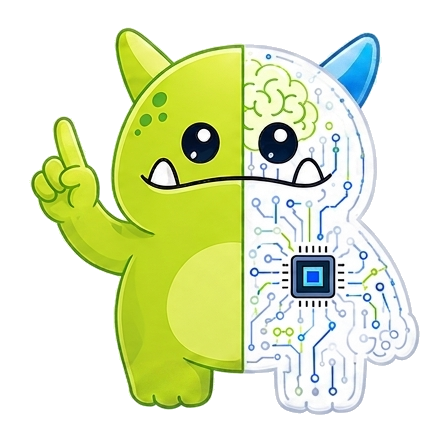Ollie, the OTP mascot: half living creature, half circuitry. People and AI as one.
